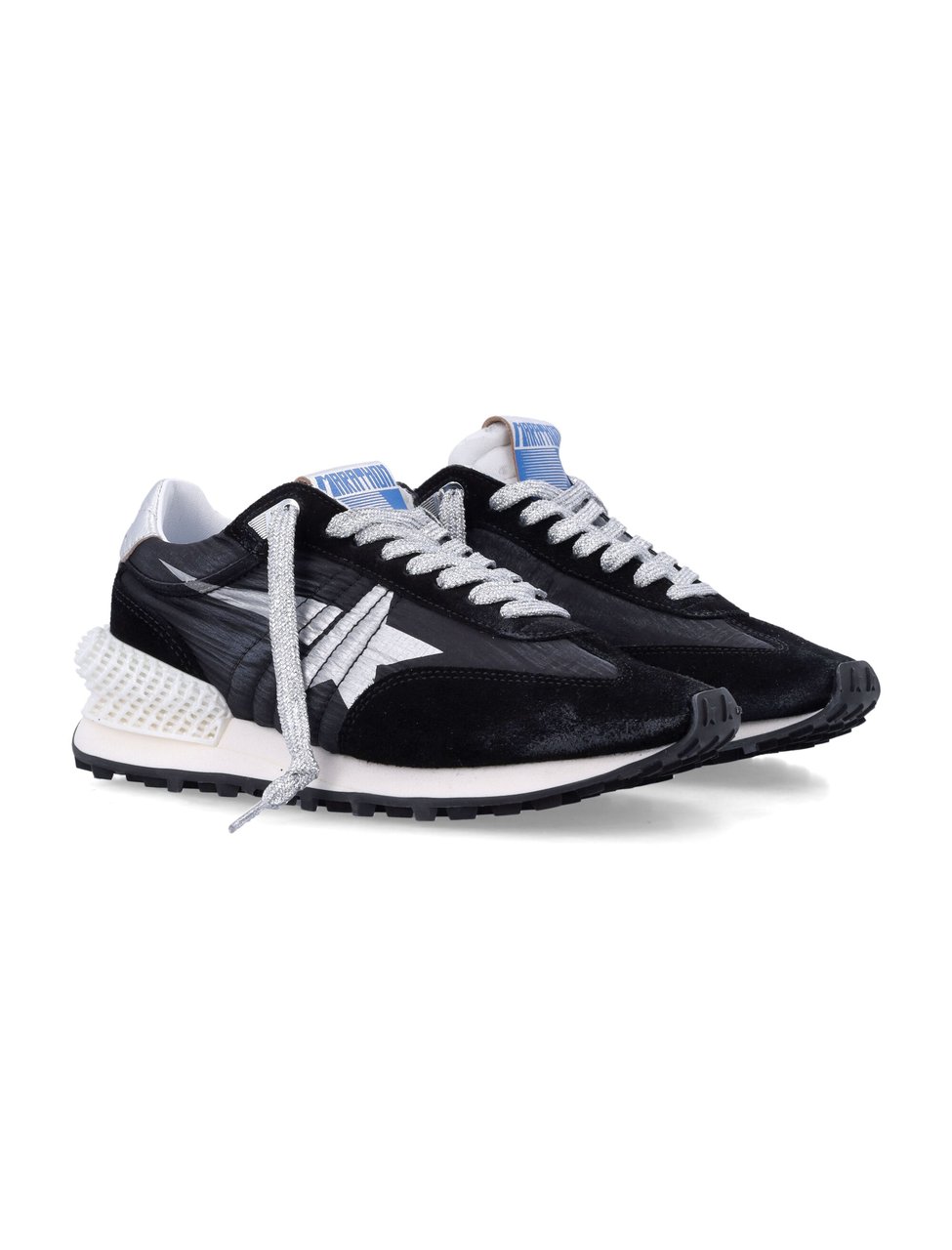 Golden Goose Textured Black Running Sneakers with Silver Accents Zwart
