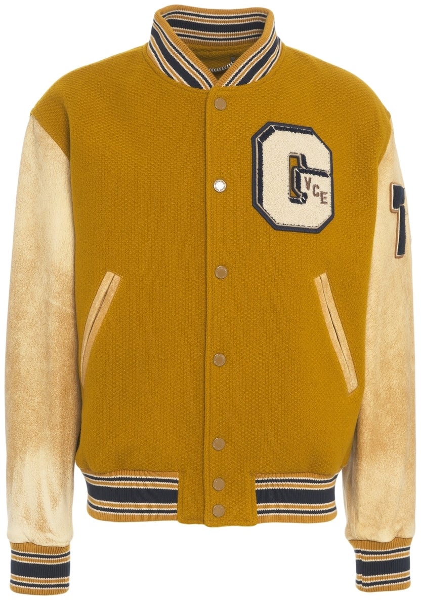 Golden Goose Bomber jacket with logo patch Beige