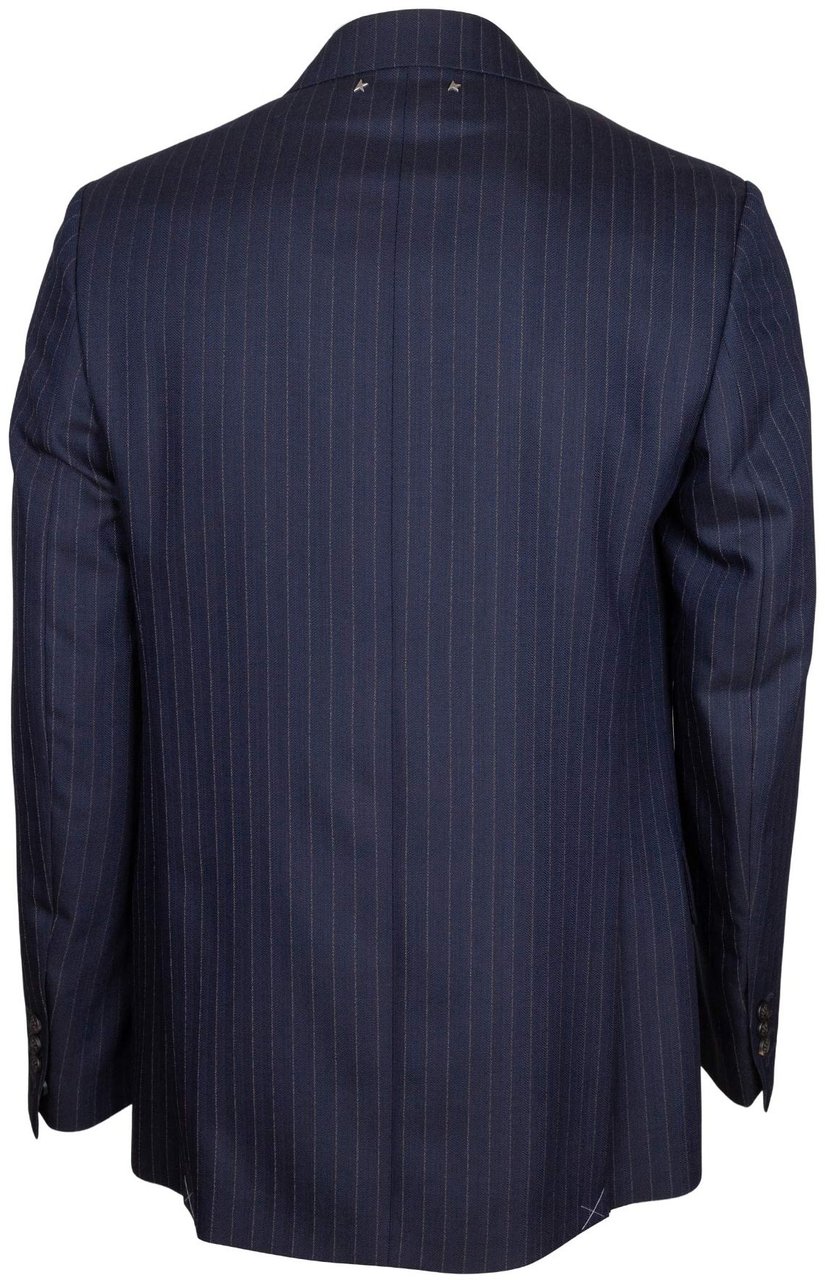 Golden Goose Golden goose journey double-breasted pinstriped wool jacket, blue Blauw