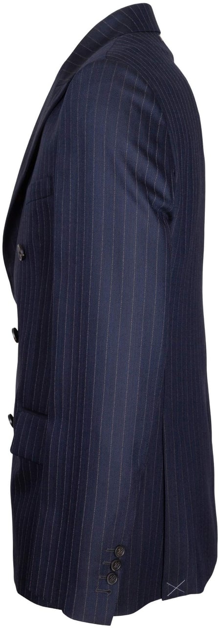 Golden Goose Golden goose journey double-breasted pinstriped wool jacket, blue Blauw