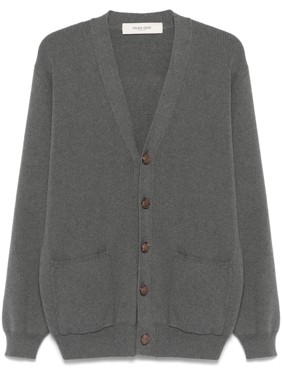 Golden Goose Relaxed Fit V-Neck Cardigan with Contrasting Graphic Grijs