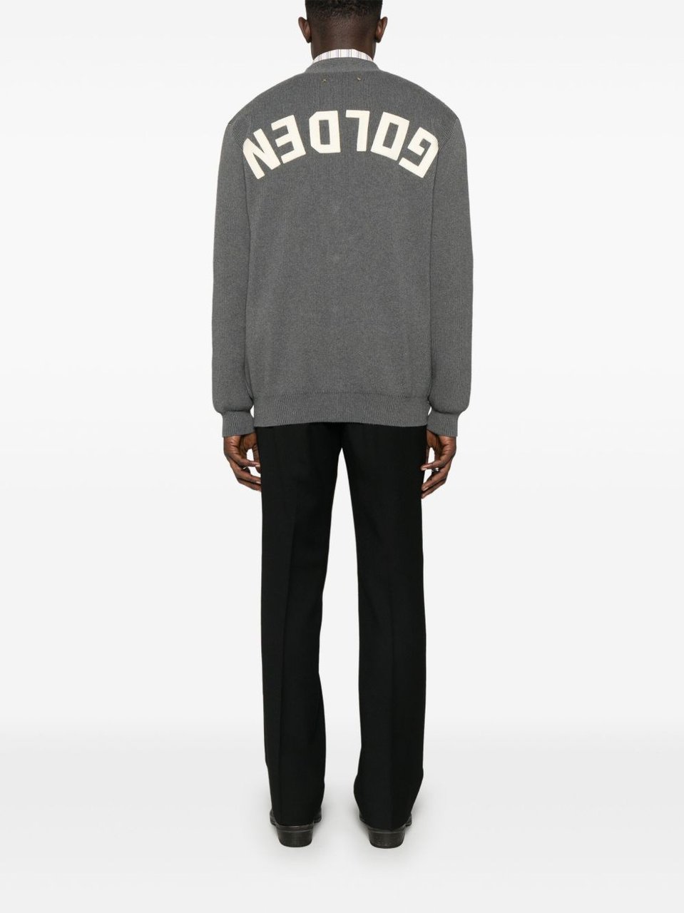 Golden Goose Relaxed Fit V-Neck Cardigan with Contrasting Graphic Grijs