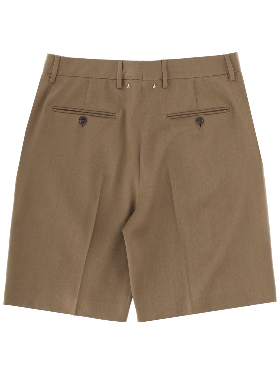 Golden Goose Pleated Tailored Denim Shorts Bruin