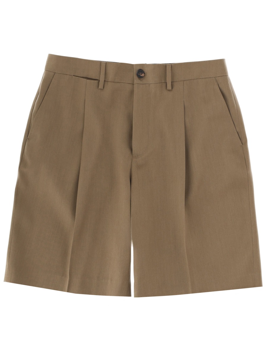 Golden Goose Pleated Tailored Denim Shorts Bruin