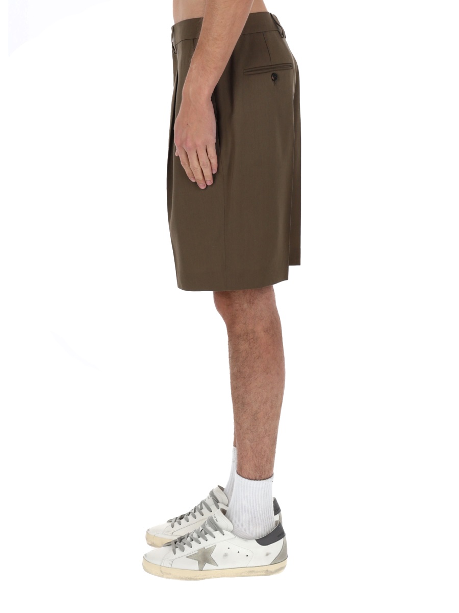 Golden Goose Pleated Tailored Denim Shorts Bruin
