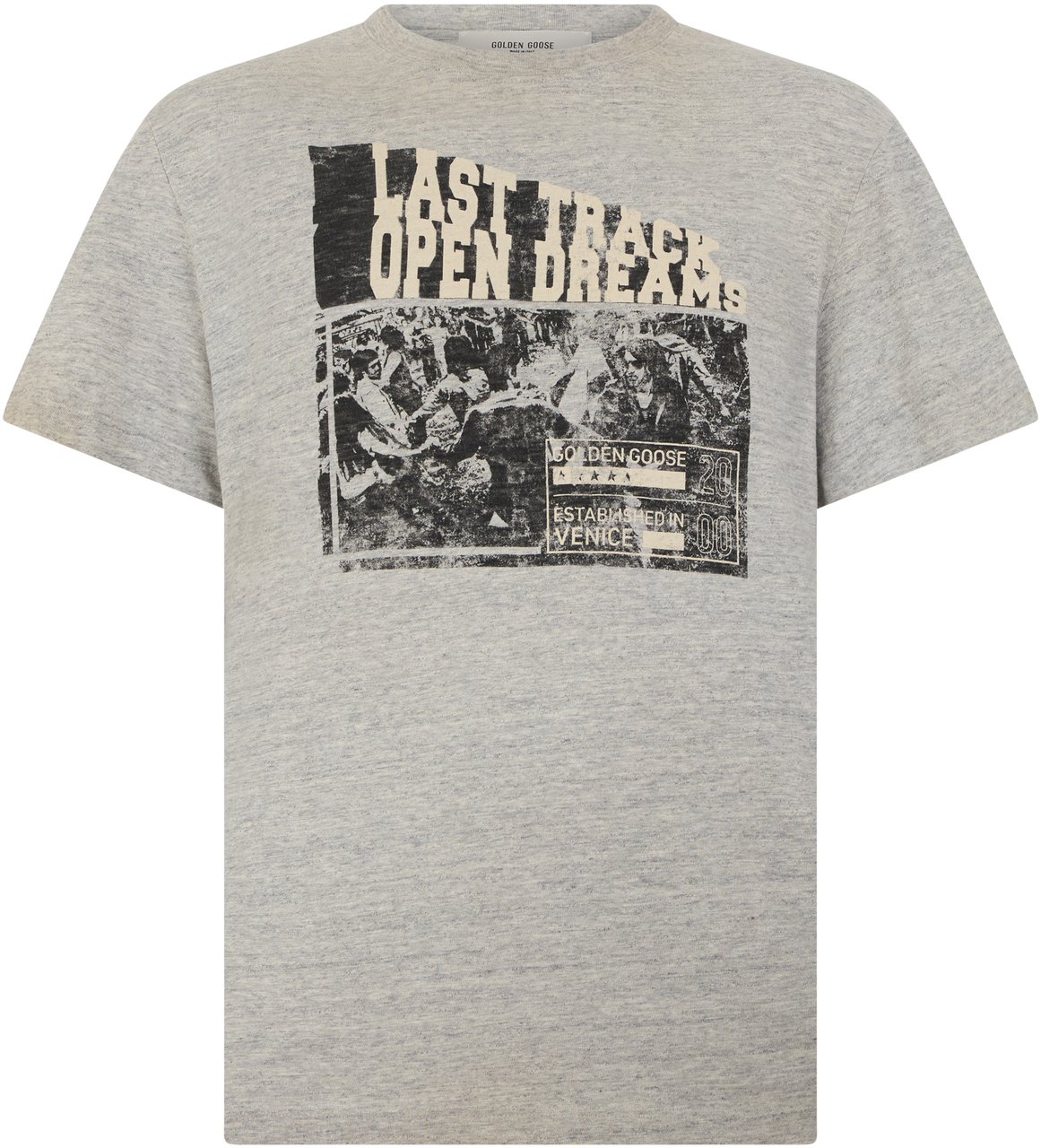 Golden Goose Cotton T-shirt with Vintage Print Grijs