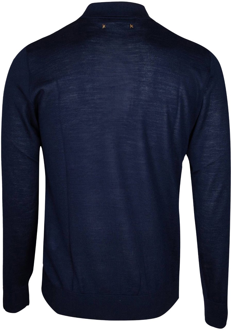 Golden Goose Wool long-sleeved polo shirt Blauw