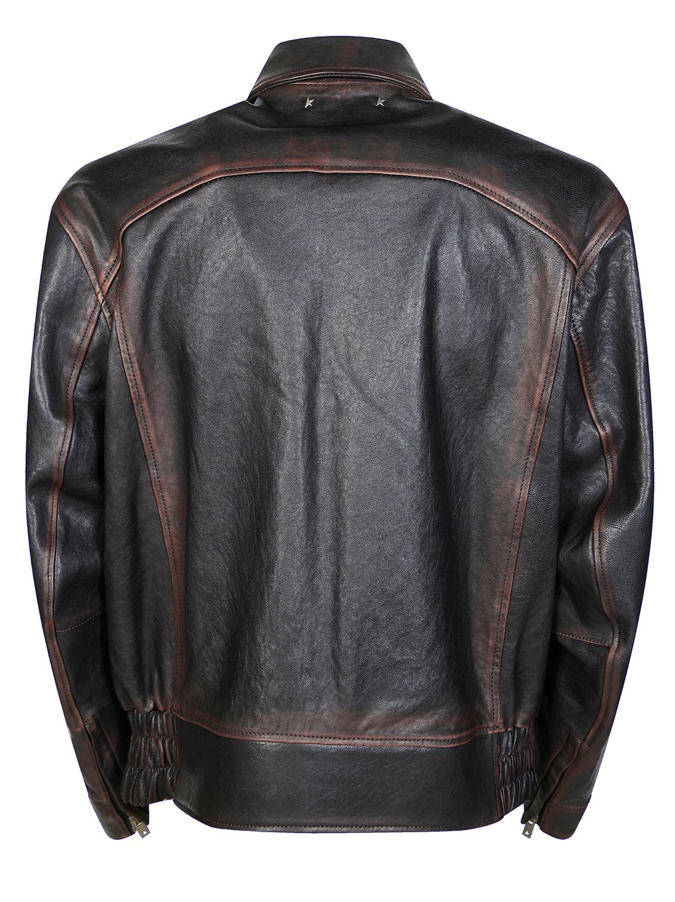 Golden Goose Nappa Leather Hidden Zip Fitted Jacket Grijs