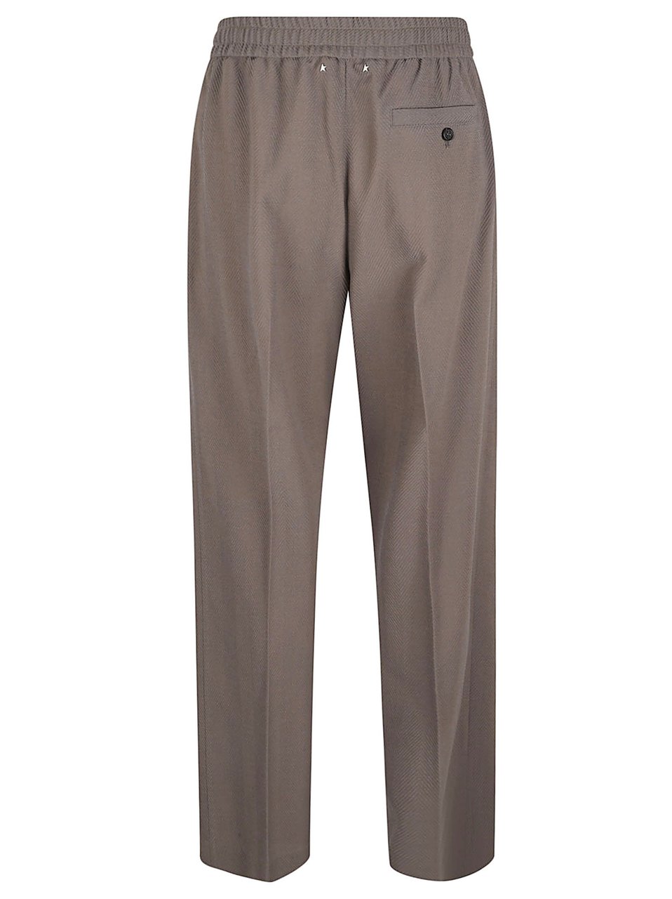 Golden Goose Straight-Leg Casual Trousers with Elastic Waistband and Herringbone Texture Grijs