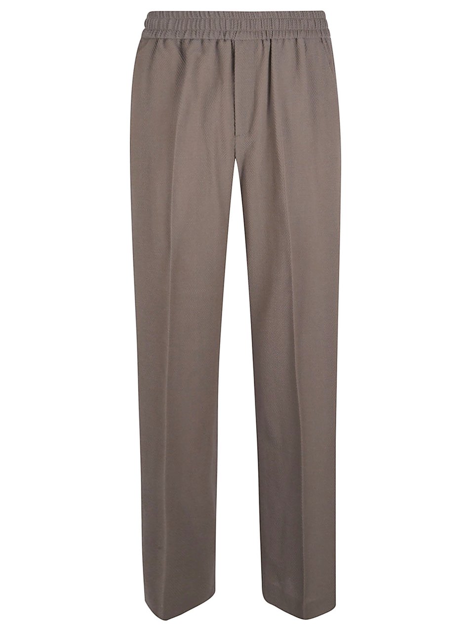 Golden Goose Straight-Leg Casual Trousers with Elastic Waistband and Herringbone Texture Grijs
