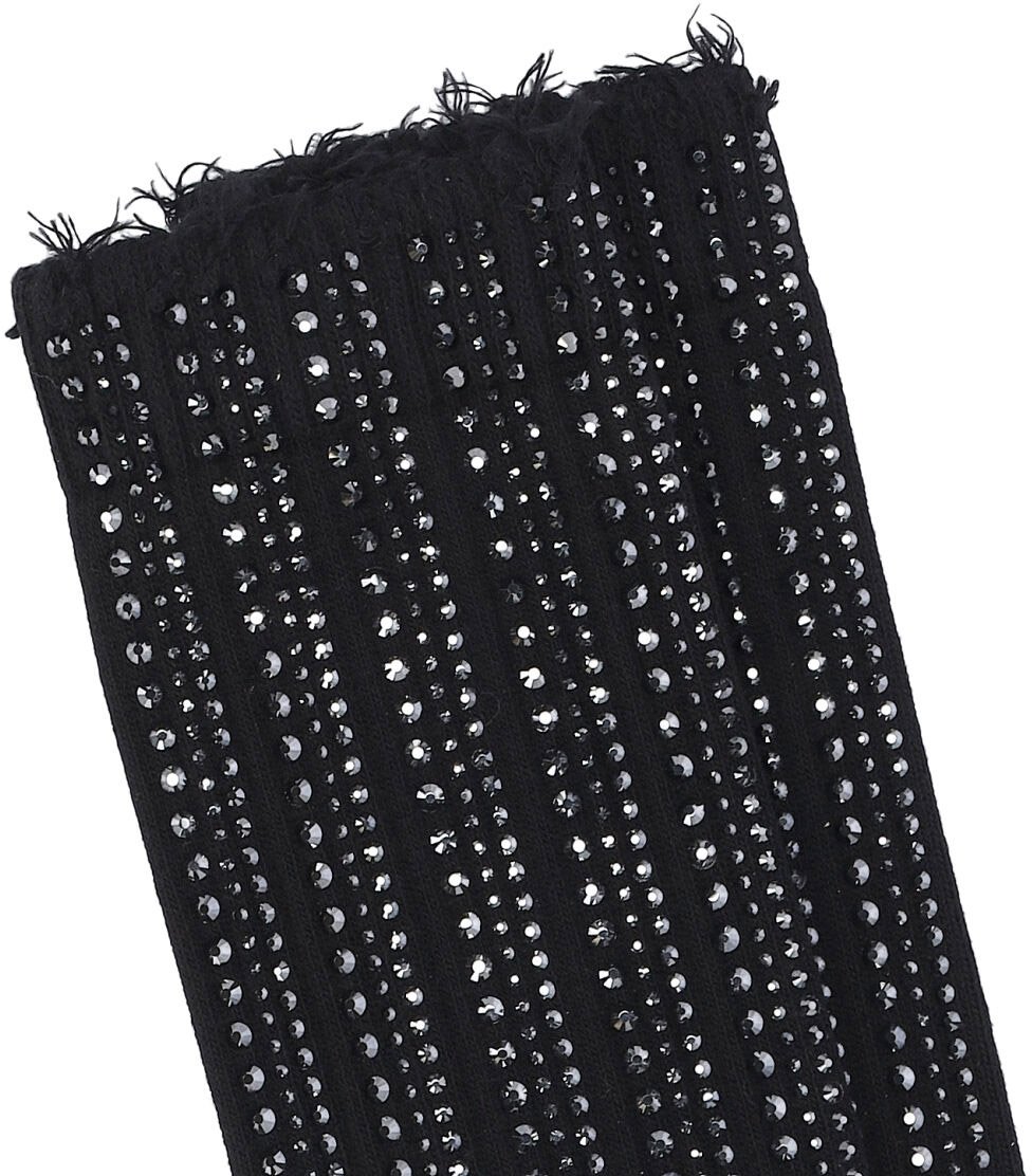 Golden Goose Black Frayed Crystal Cotton Blend Socks Zwart