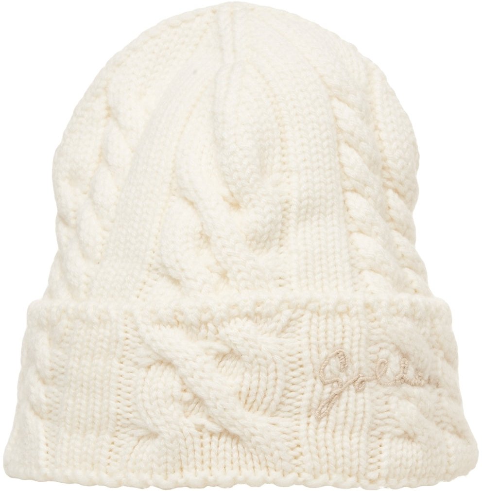 Golden Goose Beanie with cable knit pattern 'Dee' Wit