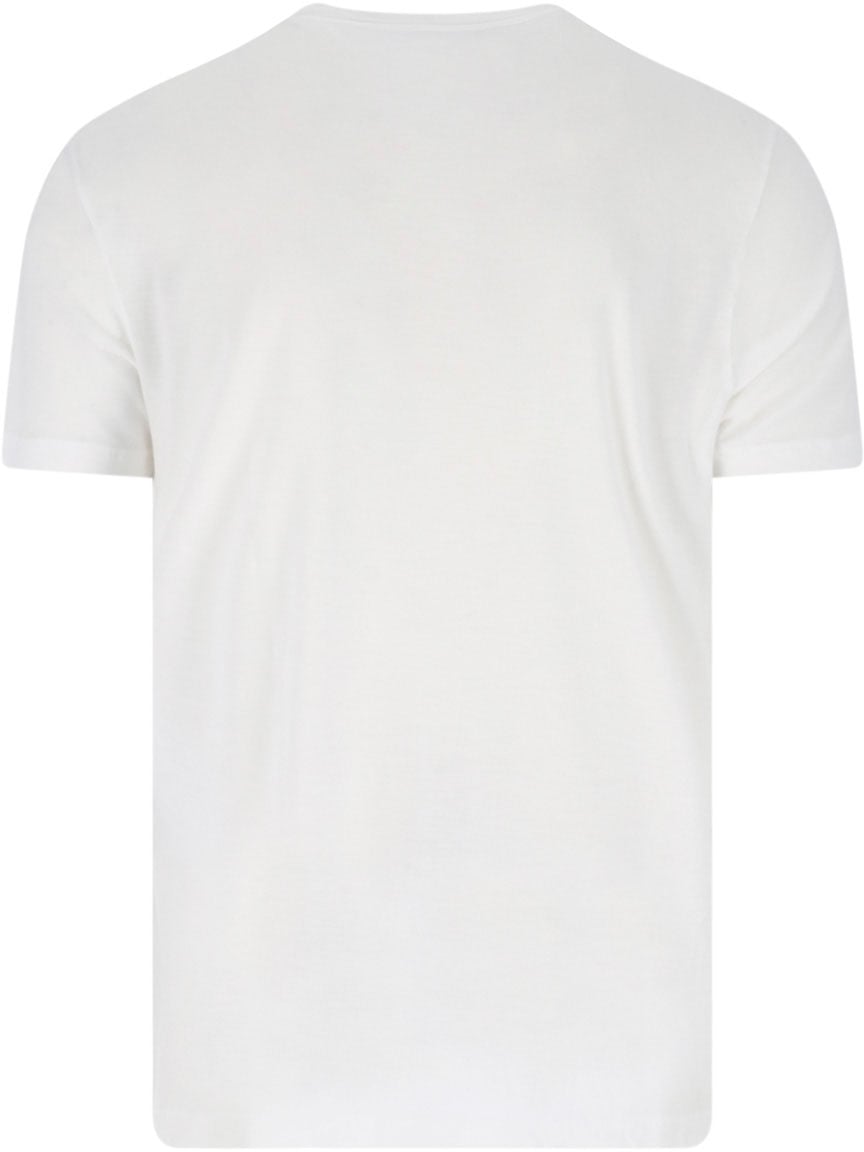 Golden Goose White Flag Lyocell Round Neck T-Shirt Wit