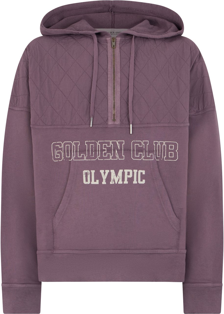 Golden Goose Hoodie with half zip in cotton Paars