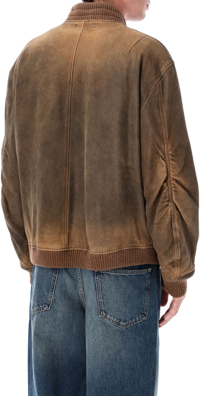 Golden Goose Leather Bomber French Roast Brown Bruin