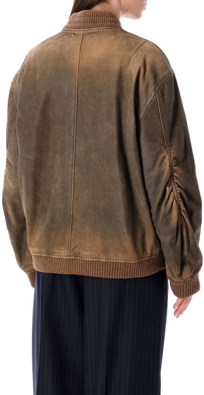 Golden Goose Leather Bomber French Roast Brown Bruin