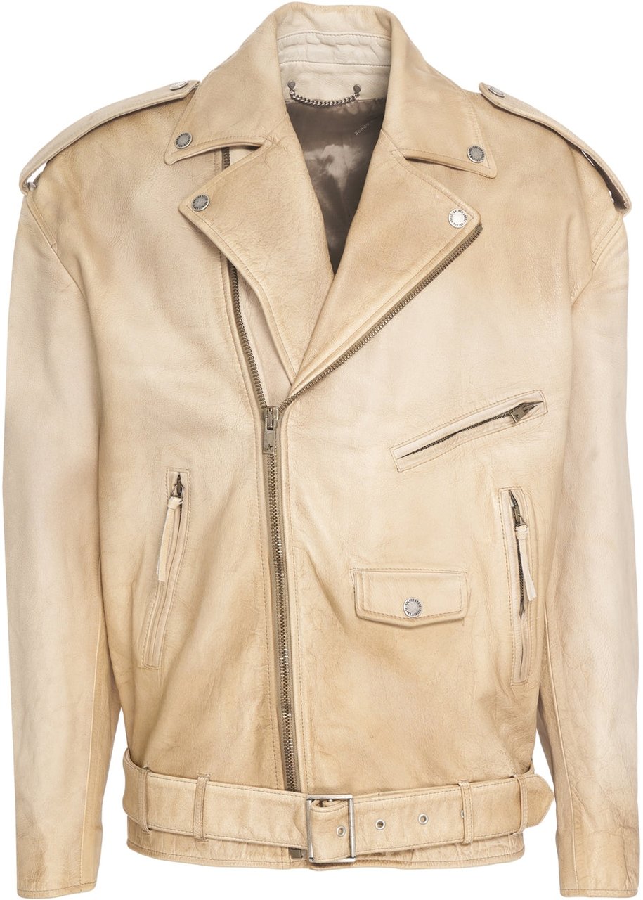 Golden Goose Leather jacket 'Phoebe' Beige
