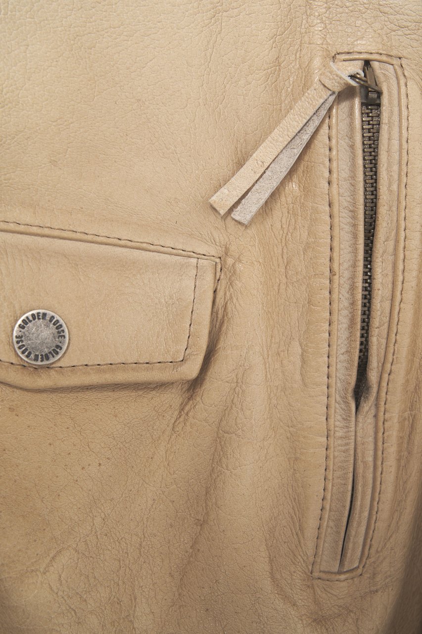 Golden Goose Leather jacket 'Phoebe' Beige