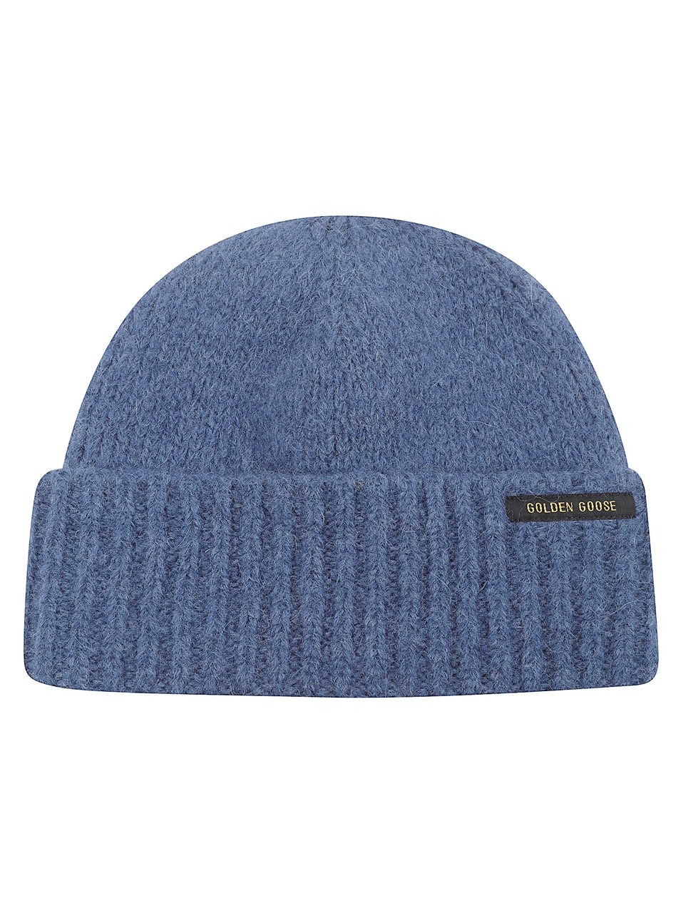 Golden Goose Blue Alpaca Wool Logo Beanie Blauw