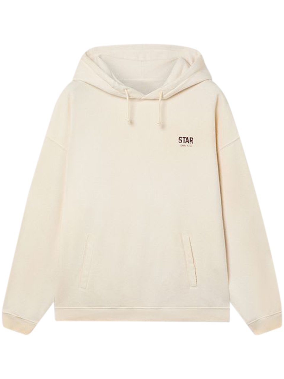 Golden Goose Cream Relaxed-Fit Hoodie with Drawstring and Ribbed Details Neutraal