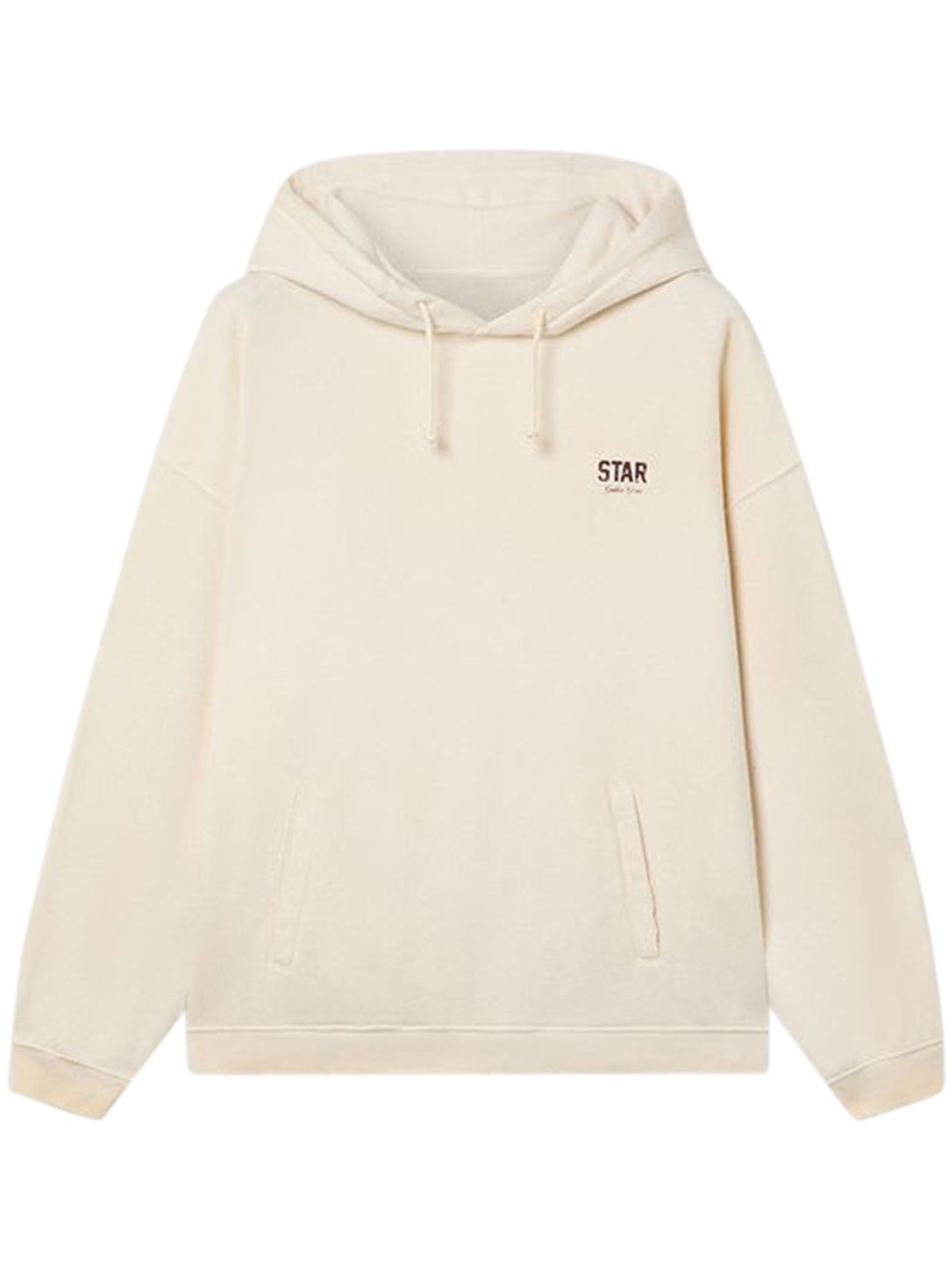 Golden Goose Cream Relaxed-Fit Hoodie with Drawstring and Ribbed Details Neutraal