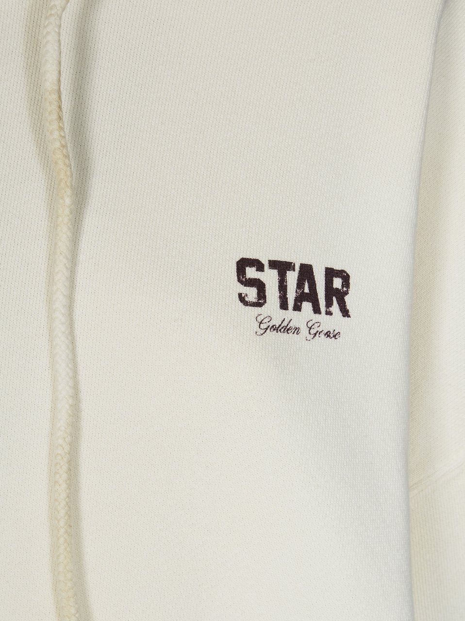 Golden Goose White Star Print Kangaroo Pocket Hoodie Wit