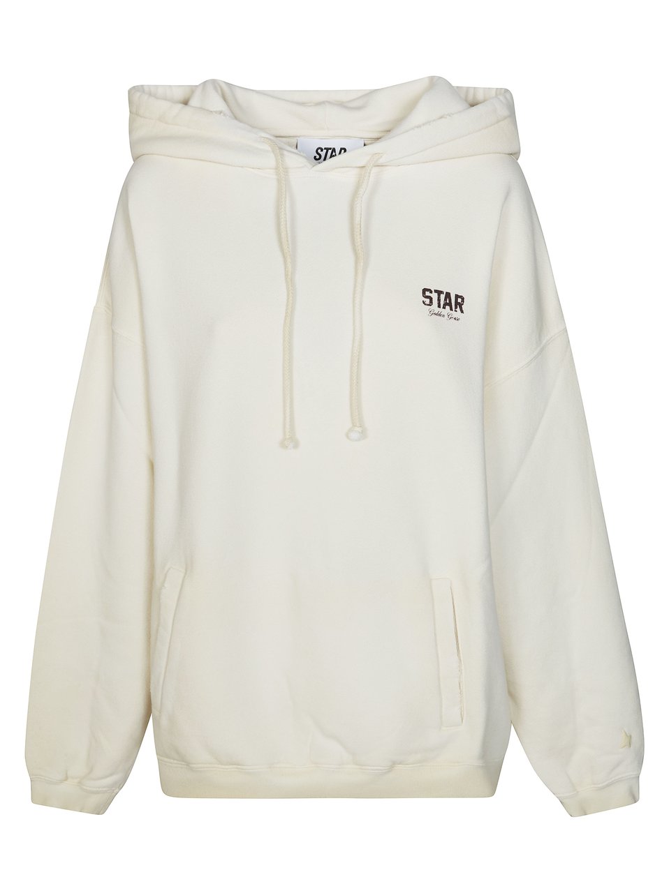 Golden Goose White Star Print Kangaroo Pocket Hoodie Wit