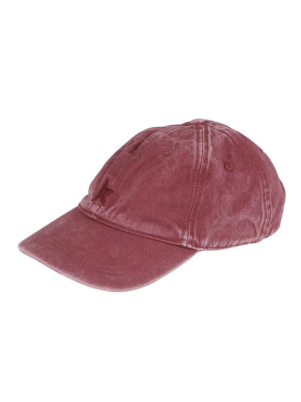 Golden Goose Burgundy Soft Cotton Baseball Cap with Star Emblem Maroon