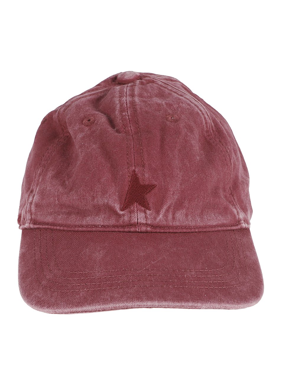 Golden Goose Burgundy Soft Cotton Baseball Cap with Star Emblem Maroon