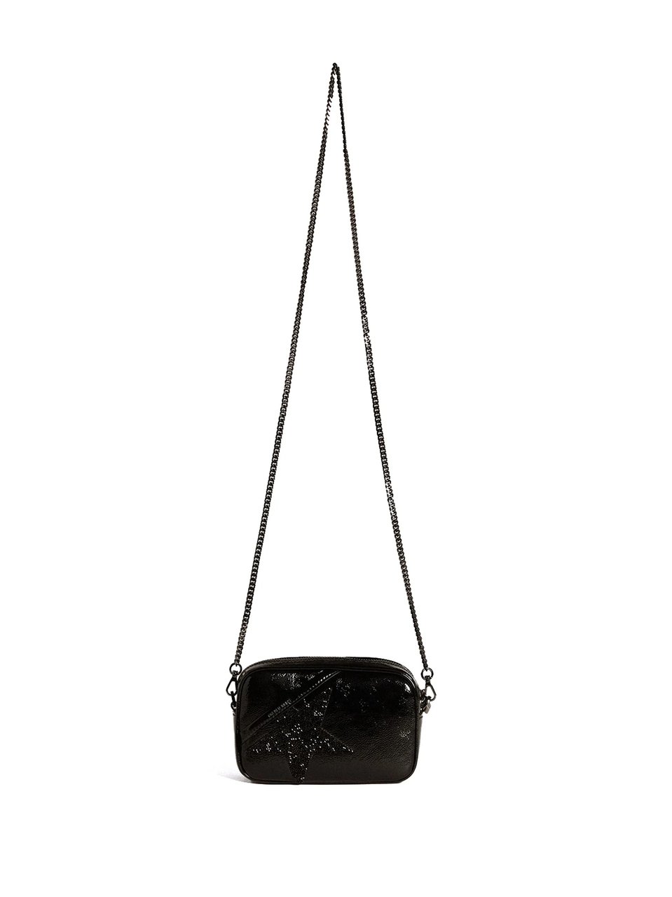 Golden Goose Compact Black Leather Bag with Embossed Star Design Zwart