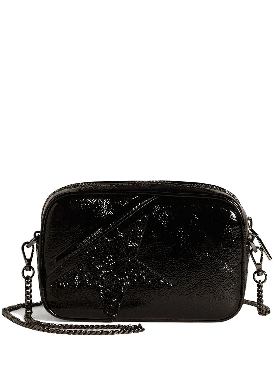 Golden Goose Compact Black Leather Bag with Embossed Star Design Zwart