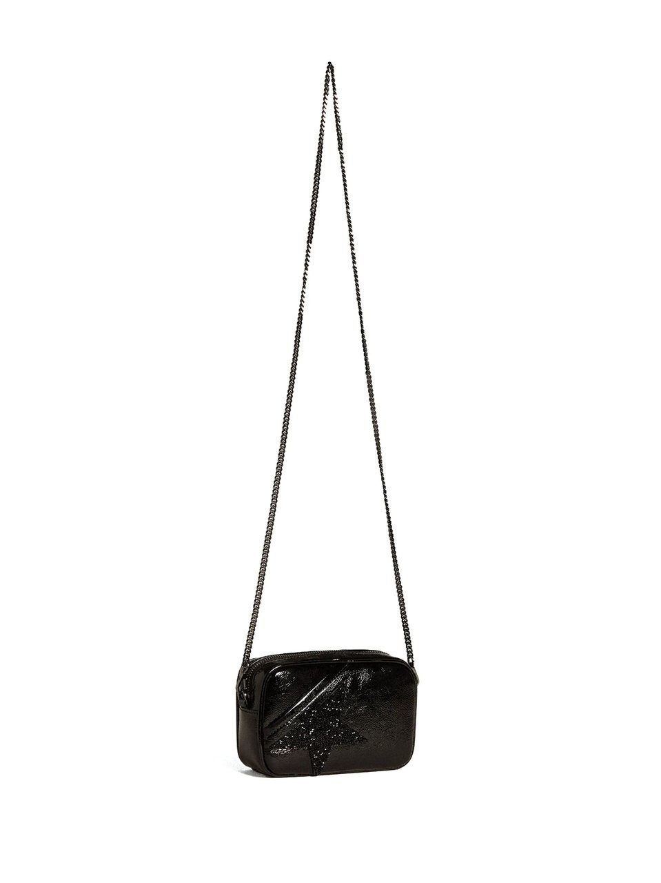 Golden Goose Compact Black Leather Bag with Embossed Star Design Zwart