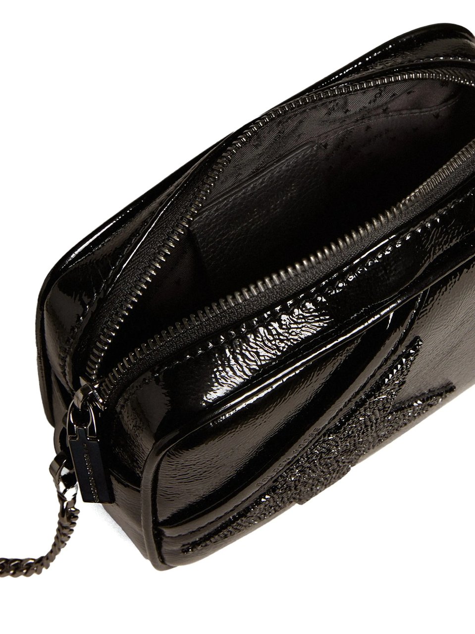 Golden Goose Compact Black Leather Bag with Embossed Star Design Zwart