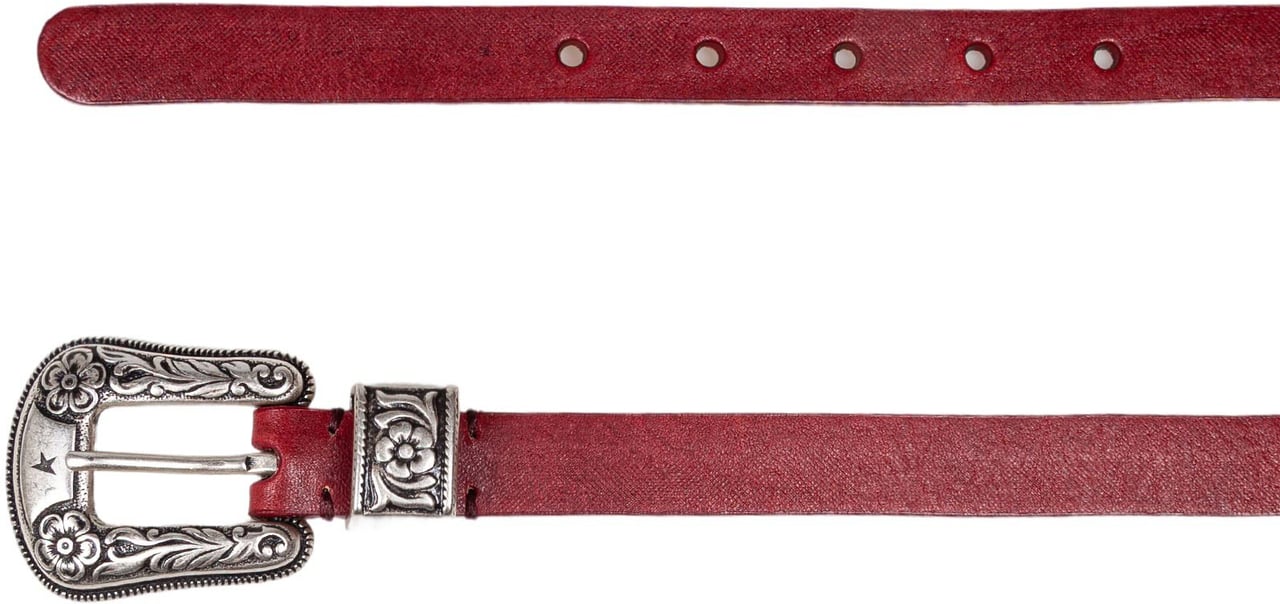 Golden Goose Golden goose vintage-effect washed leather belt cherry color Rood
