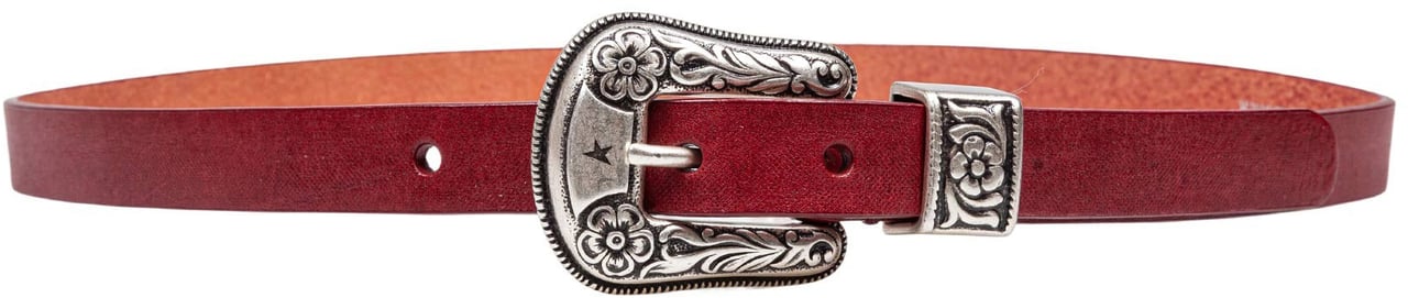 Golden Goose Golden goose vintage-effect washed leather belt cherry color Rood