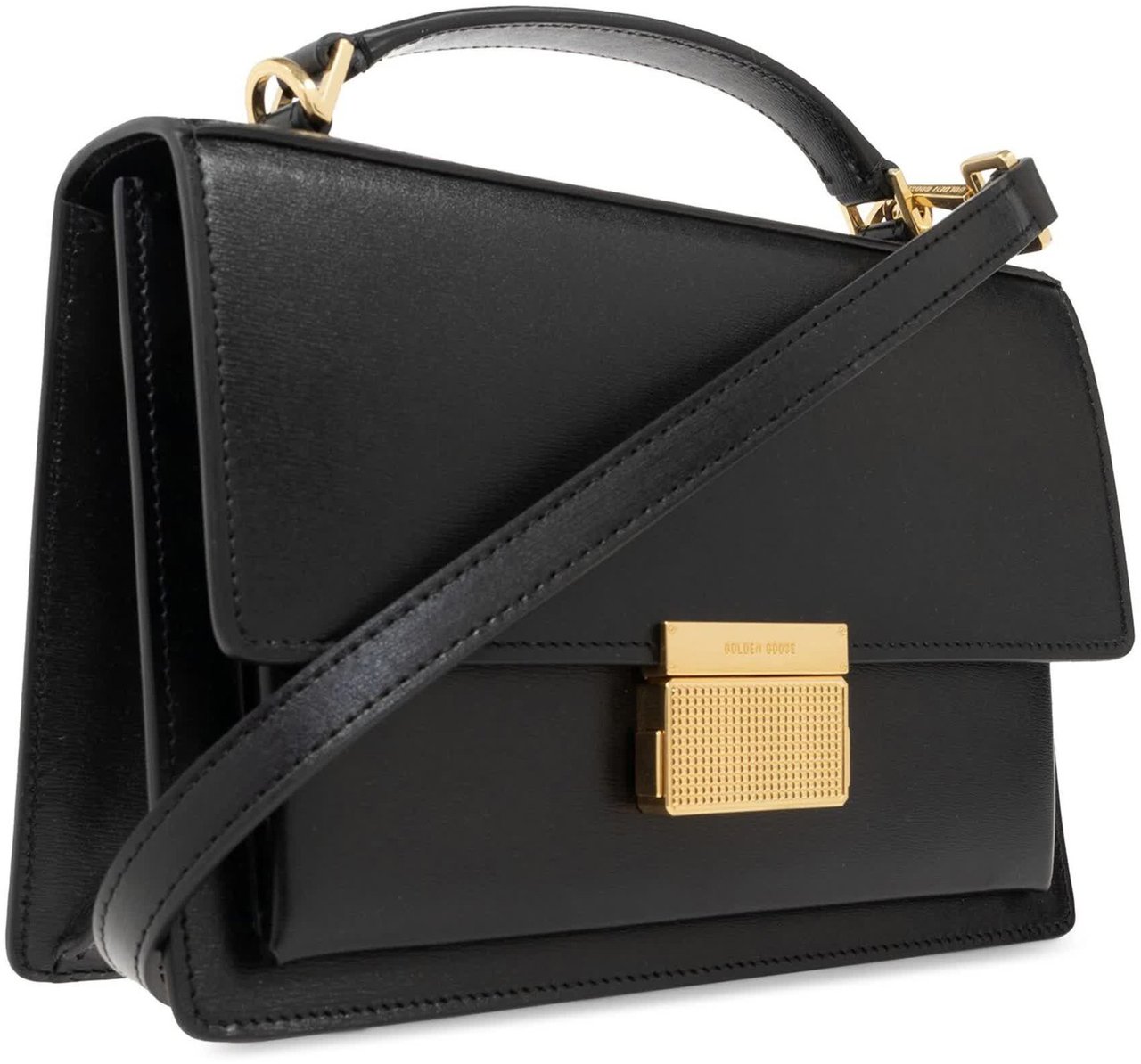 Golden Goose Venezia Bag Black Palmellato Leather Handbag Zwart