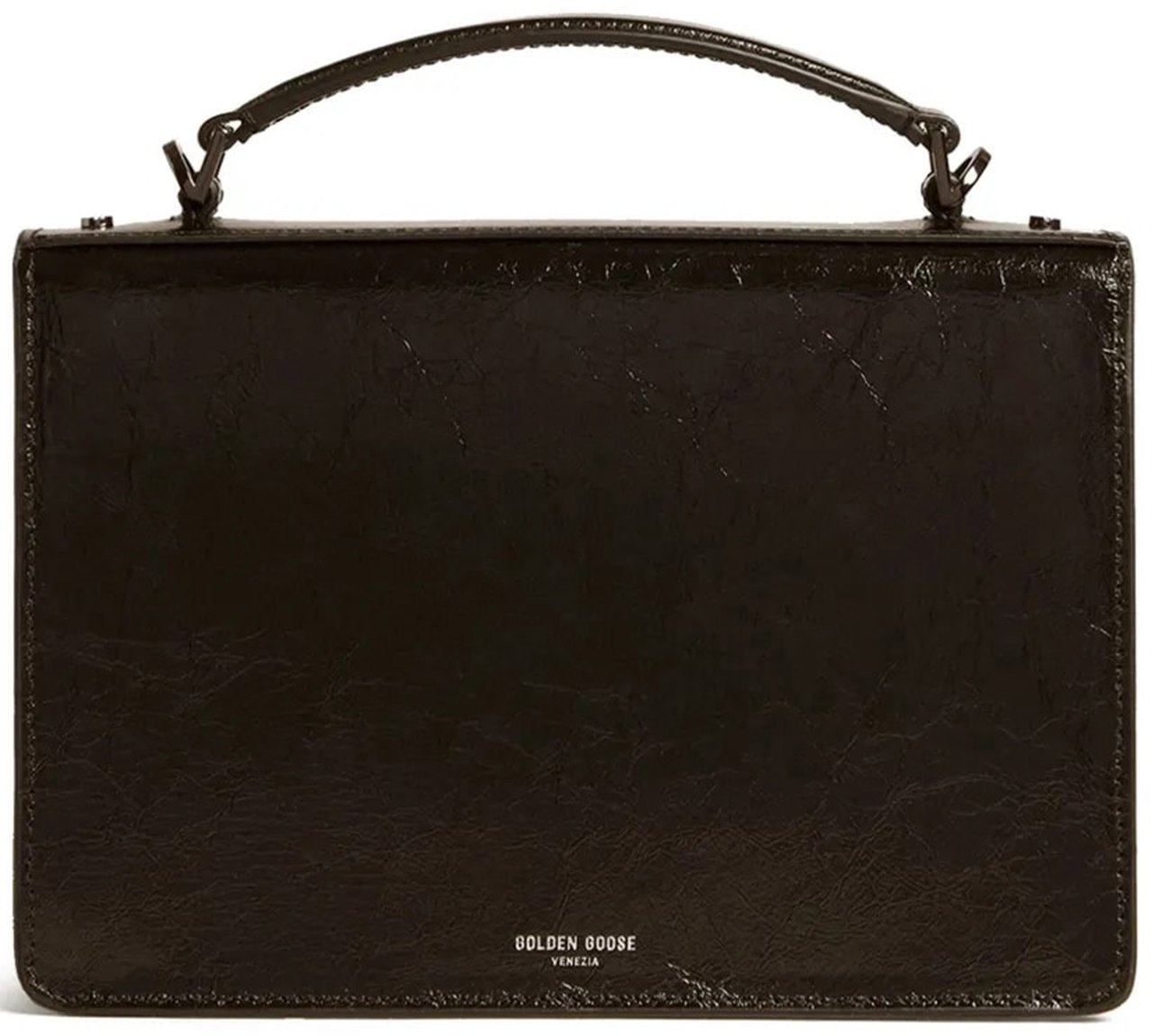 Golden Goose Venezia Bag Glossy Black Calf Handbag Zwart