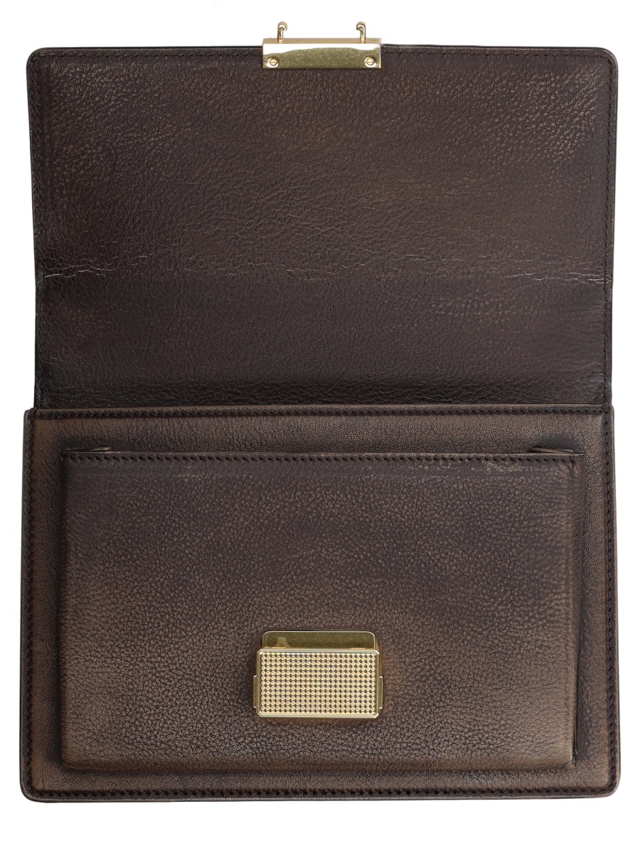 Golden Goose Structured Rectangular Gold Clasp Handbag Grijs