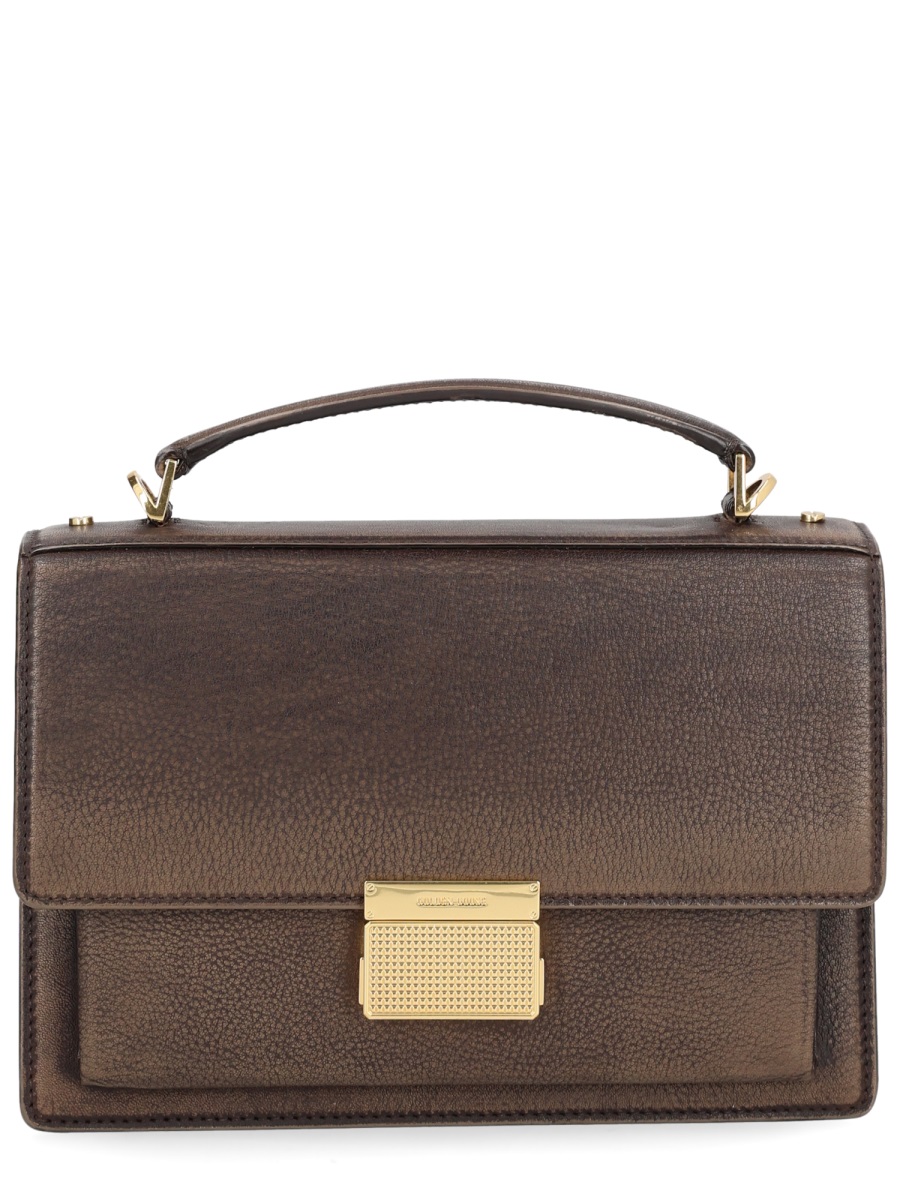 Golden Goose Structured Rectangular Gold Clasp Handbag Grijs