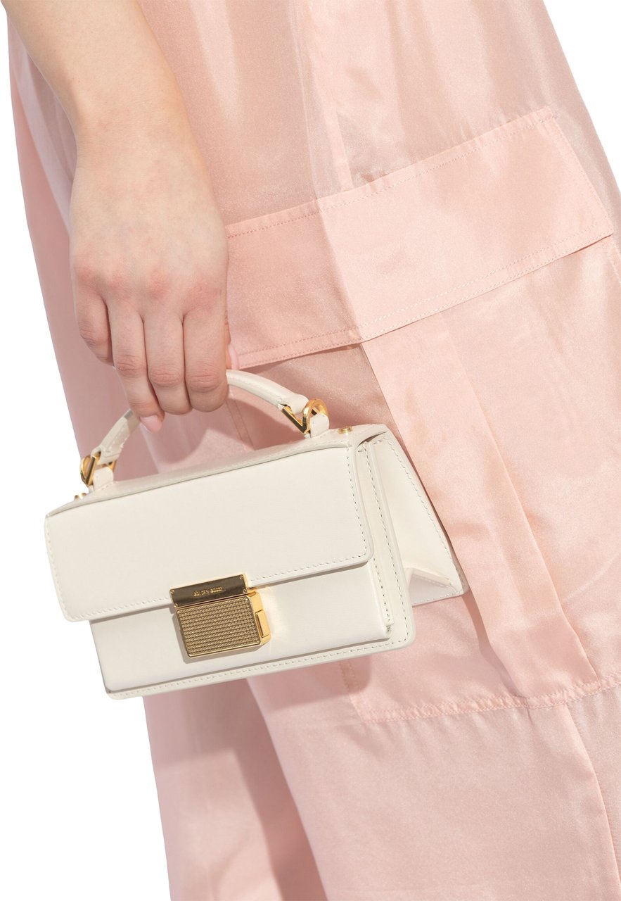 Golden Goose Venezia Small Structured Gold Clasp Handbag Wit