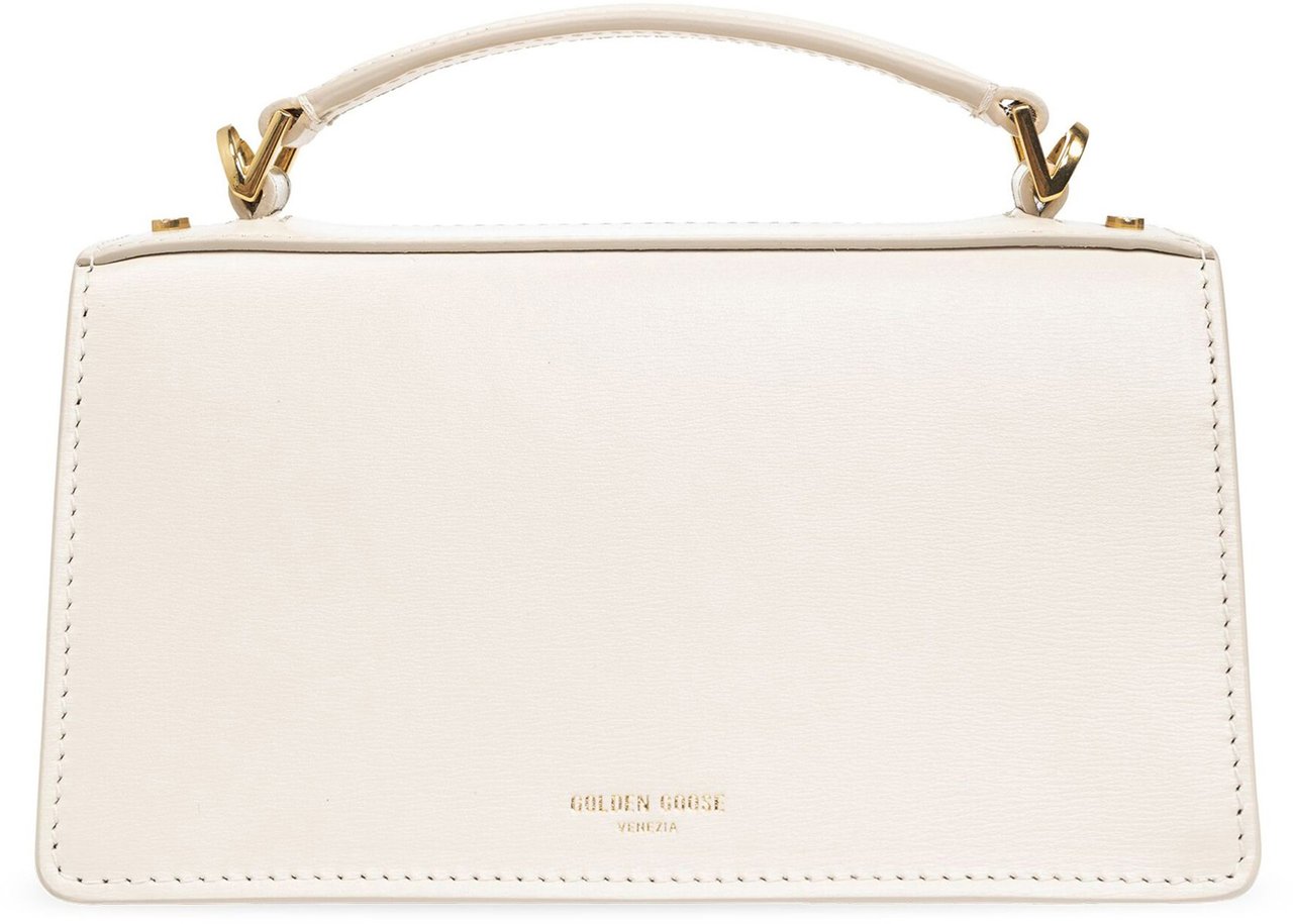 Golden Goose Venezia Small Structured Gold Clasp Handbag Wit