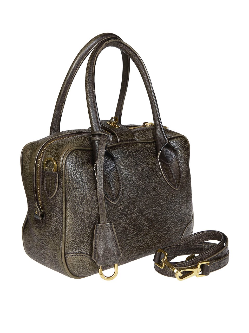 Golden Goose Black Vita Bag Pebbled Leather Handbag Grijs