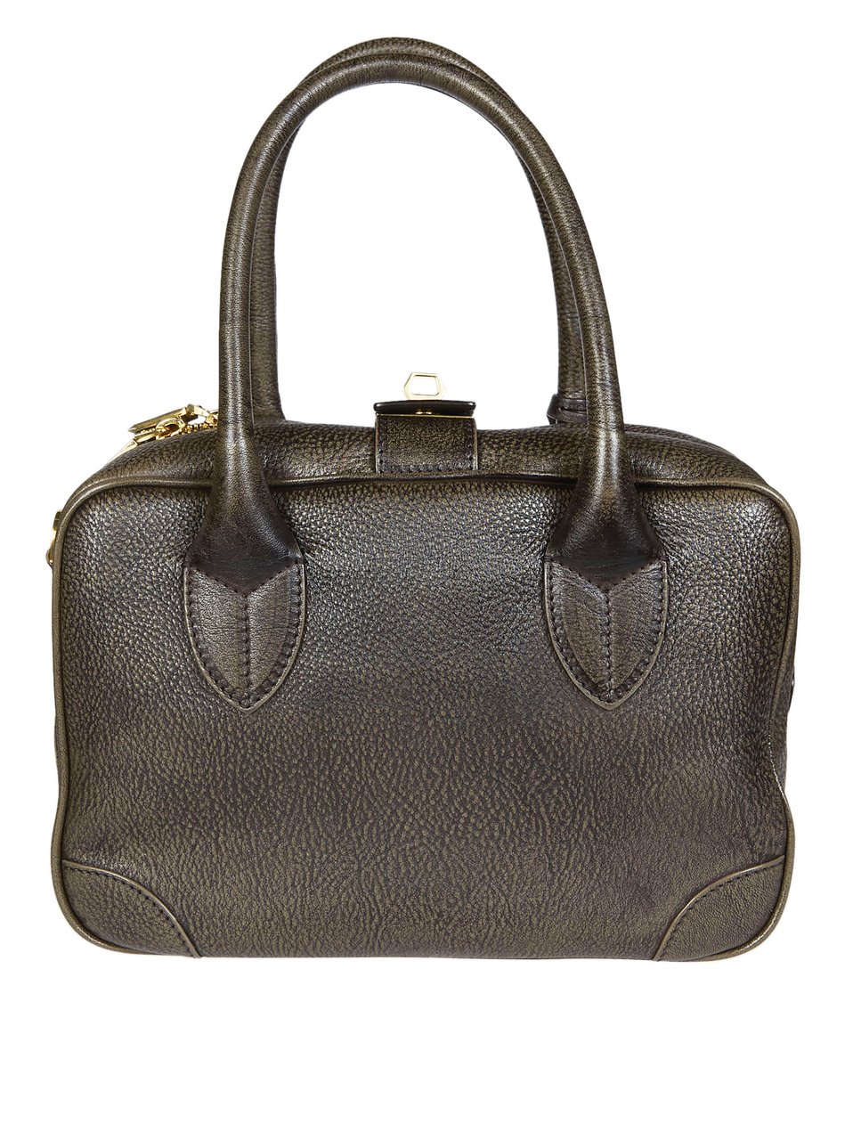Golden Goose Black Vita Bag Pebbled Leather Handbag Grijs