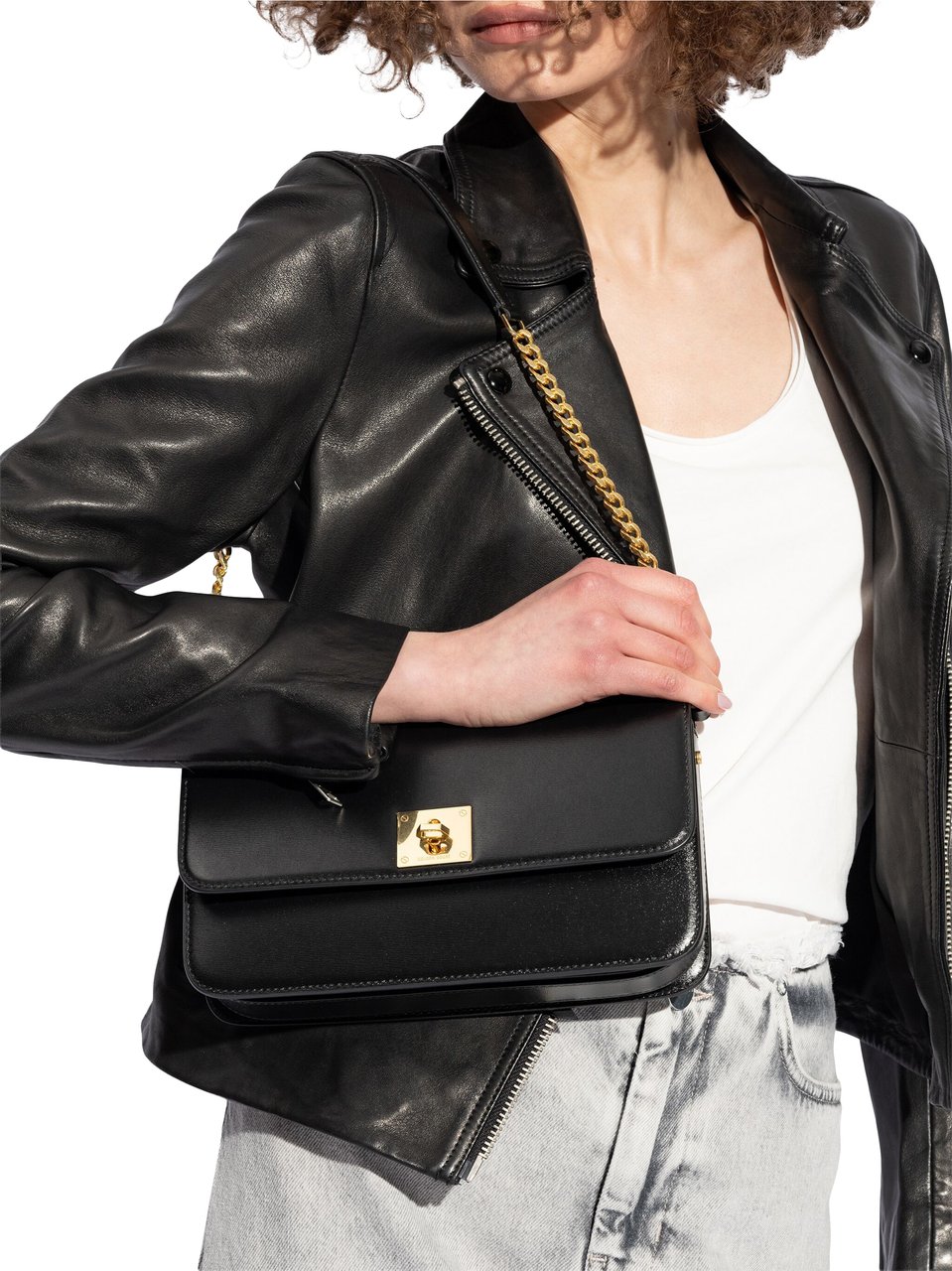 Golden Goose Gioia Bag Black Palmellato Leather Bag Zwart