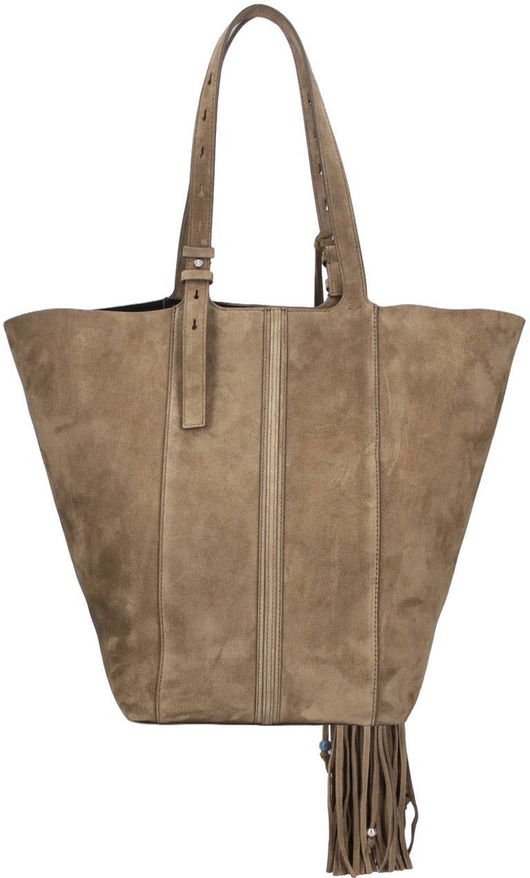 Golden Goose Brown 24/7 Fringed Calf Suede Tote Bruin