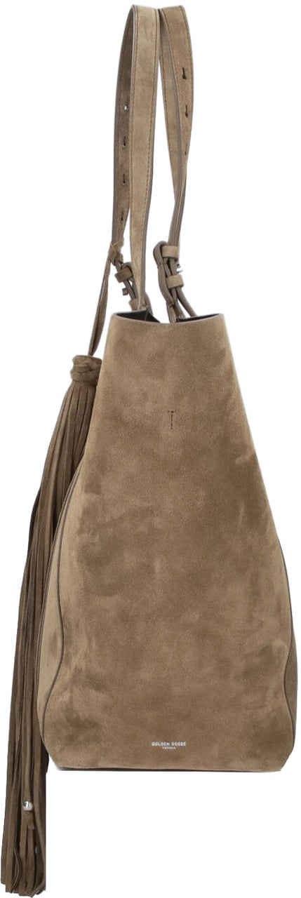 Golden Goose Brown 24/7 Fringed Calf Suede Tote Bruin