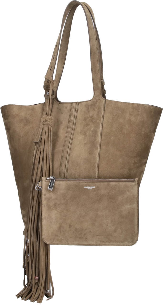 Golden Goose Brown 24/7 Fringed Calf Suede Tote Bruin