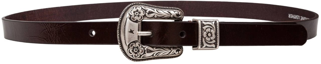 Golden Goose Golden goose leather belt with decorated buckle, dark brown Bruin