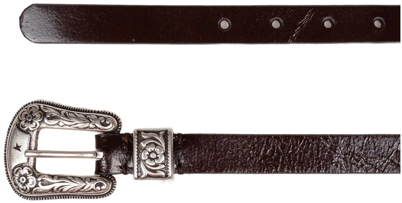 Golden Goose Golden goose leather belt with decorated buckle, dark brown Bruin