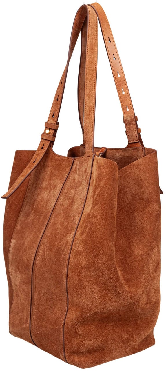 Golden Goose Golden goose 24.7 suede shopping bag with fringes, tan color Bruin
